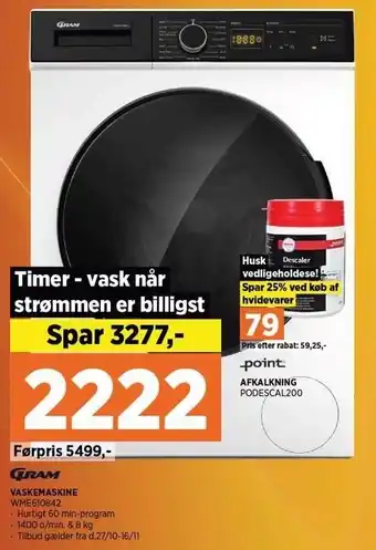Power Gram vaskemaskine tilbud