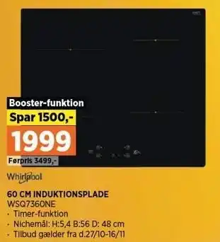 Power Whirlpool 60 cm induktionsplade tilbud