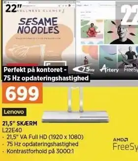 Lenovo 21,5´´ skærm