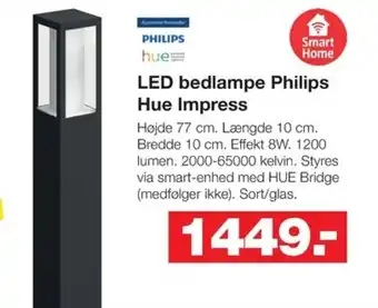 Bauhaus LED bedlampe Philips Hue Impress tilbud