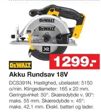 Bauhaus DEWALT Akku Rundsav 18V tilbud