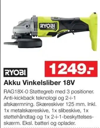 Bauhaus RYOBI Akku Vinkelsliber 18V tilbud