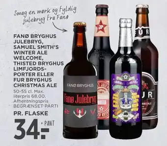 MENY Fanø bryghus julebryg, samuel smith's winter ale welcome, thisted bryghus limfjords­porter eller fur bryghus christmas ale tilbud