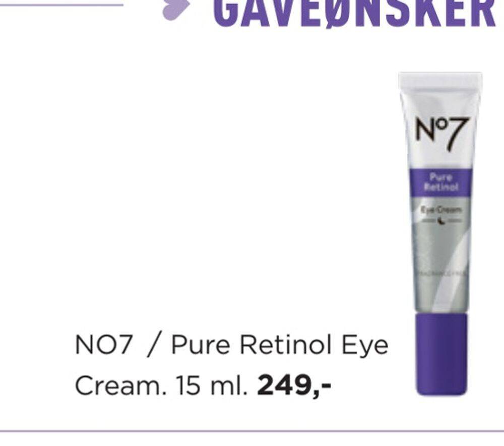 No7 / pure retinol eye cream tilbud hos Salling