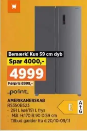 Power Point køle/fryseskab tilbud