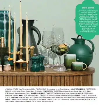 Salling Villa styles vase, eva solo termokande, frederik bagger hvidvinsglas eller rødvinsglas, södahl sæbedispenser, stoff nagel ker tilbud