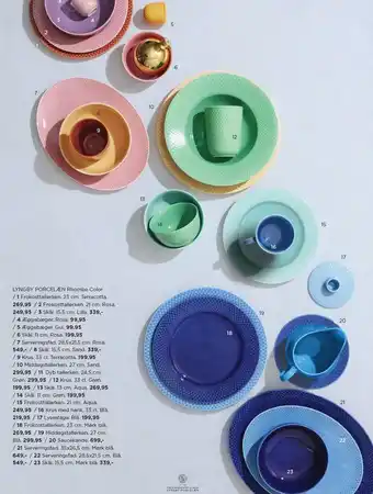 Salling Lyngby porcelæn rhombe color frokosttallerken, skål, æggebæger, serveringsfad, krus, middagstallerken, dyb tallerken, krus me tilbud