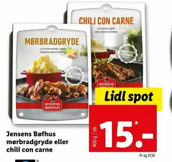 Jensens Bøfhus mørbradgryde eller chili con carne