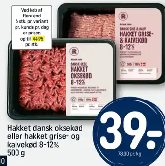 REMA 1000 Rema 1000 hakket oksekød 8-12% tilbud