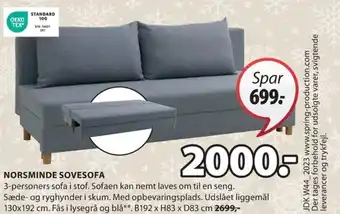JYSK NORSMINDE SOVESOFA tilbud