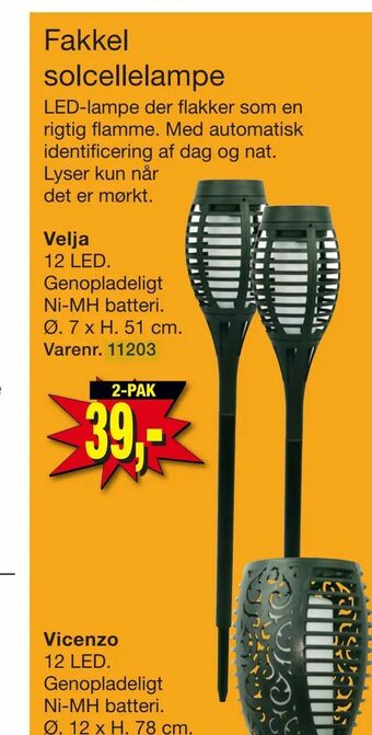 Harald Nyborg Fakkel solcellelampe tilbud