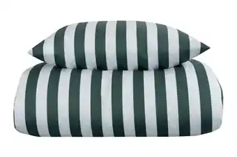 Dobbeltdyne sengetøj 200x220 cm - grøn og hvid stribet sengesæt- 100% bomuldssatin sengetøj - nordic stripe