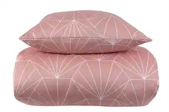 Sengetøj 240x220 cm - hexagon peach - vendbart dobbelt dynebetræk - 100% bomuldssatin - by night sengesæt