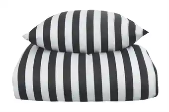 Sengetøj - 150x210 cm - antrasit grå og hvid stribet sengesæt - 100% bomuldssatin sengetøj - nordic stripe