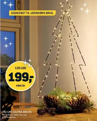 XL-BYG VELI LINE JULETRÆ MED LYS tilbud