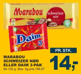 Let-Køb Marabou chokoladeplade schweizernöt tilbud
