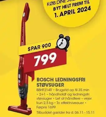 Punkt1 Bosch ledningsfri støvsuger tilbud