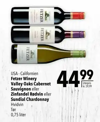 Citti Fetzer Winery Valley Oaks Cabernet Sauvignon Zinfandel Rødvin Sundial Chardonnay tilbud