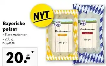 Lidl Bayeriske Pølser 250g tilbud