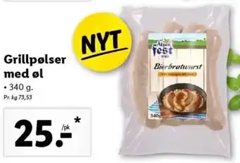 Lidl Grillpølser Med Øl 340g tilbud