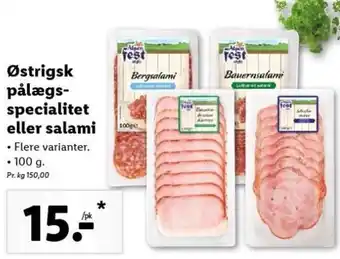 Lidl Østrigsk Pålægs Specialitet Eller Salami 100g tilbud