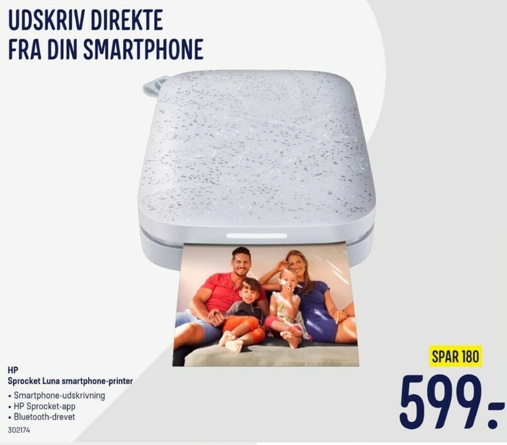 HP Sprocket Luna SmartphonePrinter tilbud hos Elgiganten