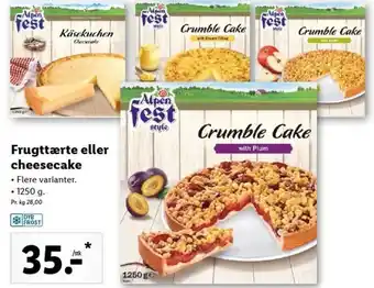 Lidl Frugttærte Eller Cheesecake 1250g tilbud