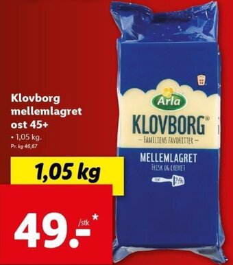 Lidl Klovborg Mellemlagret Ost 45+ tilbud