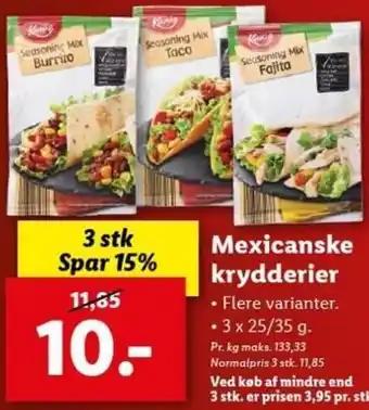 Lidl Mexicanske Krydderier tilbud