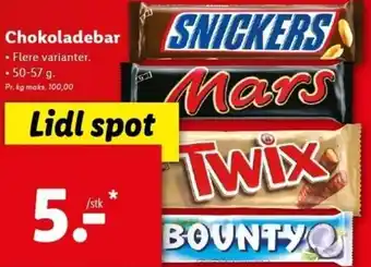 Lidl Chokoladebar 50-57 g tilbud