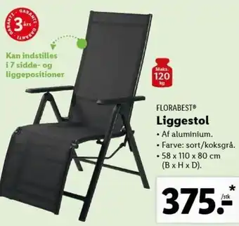 Lidl Florabest Liggestol 58x110x80 cm tilbud