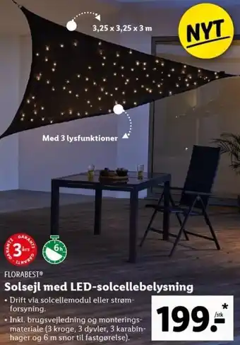 Lidl Florabest Solsejl Med Led Solcellebelysning tilbud