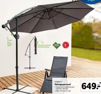 Lidl Florabest Hængeparasol 258x300 cm tilbud