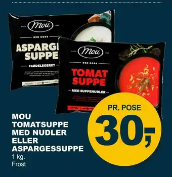 Let-Køb Mou tomatsuppe med nudler eller aspargessuppe tilbud