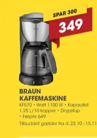 Punkt1 Braun kaffemaskine tilbud