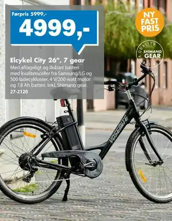 Biltema Elcykel City 26", 7 gear tilbud