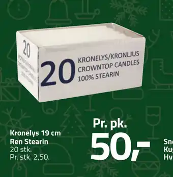Fleggaard Kronelys 19 cm ren stearin tilbud