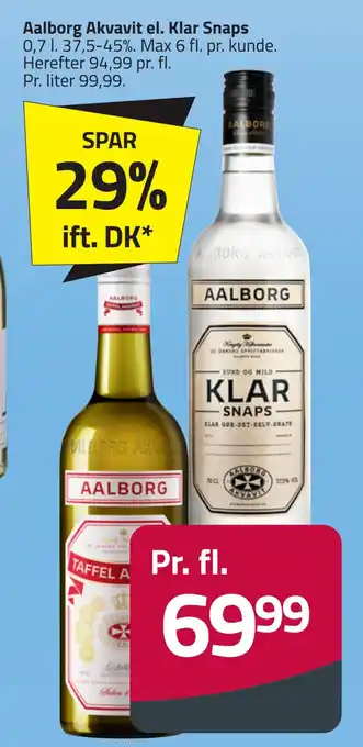 Fleggaard Aalborg akvavit el. klar snaps tilbud