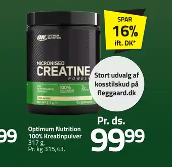 Fleggaard Optimum nutrition 100% kreatinpulver tilbud