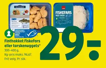 Coop 365 Finthakket fiskefars eller torskenuggets tilbud