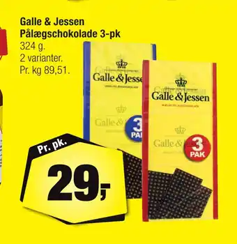 Calle Galle & jessen pålægschokolade 3-pk tilbud