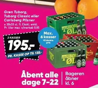 Bilka Grøn tuborg, tuborg classic eller carlsberg pilsner tilbud