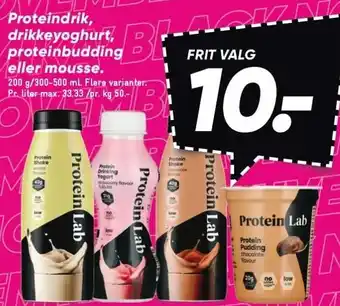 Proteindrik, drikkeyoghurt, proteinbudding eller mousse