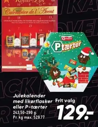 Bilka Julekalender med likørflasker eller p-tærter tilbud