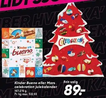 Kinder bueno eller mars celebration julekalender