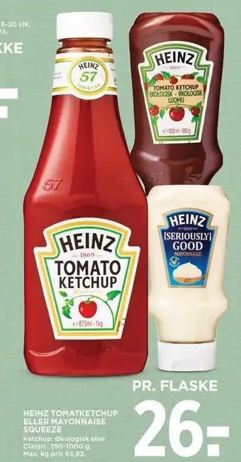 MENY Heinz tomatketchup eller mayonnaise squeeze tilbud