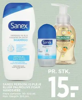 MENY Sanex personlig pleje eller palmolive foam håndsæbe tilbud