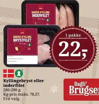 Dagli'Brugsen Kyllingebryst eller inderfilet tilbud