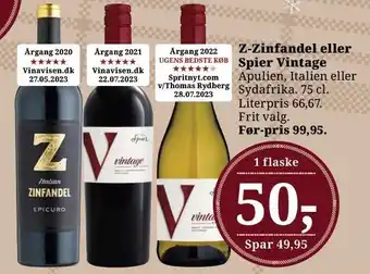 Dagli'Brugsen Z-zinfandel eller spier vintage tilbud