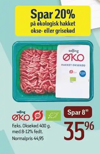 Føtex Spar 20% på økologisk hakket okse- eller grisekød tilbud